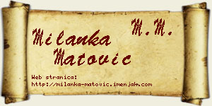 Milanka Matović vizit kartica
